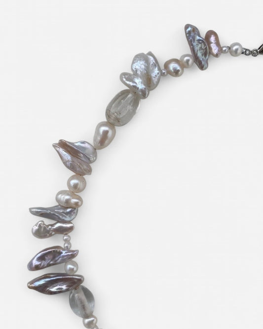 Spiky Silver Pearl Choker