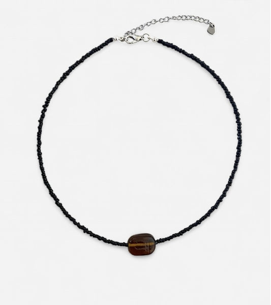 Brown Glass Cube Necklace